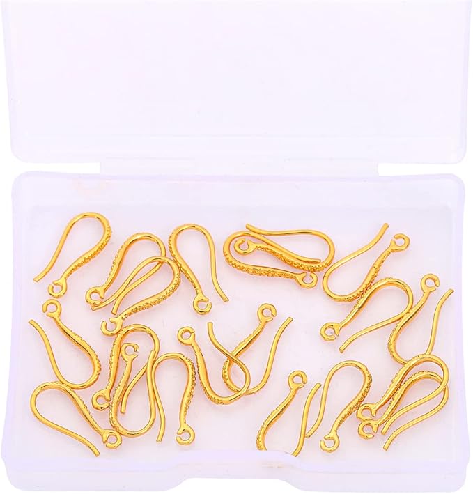 18K Gold Plated Earring Hooks 7x16mm 20pcs for Jewelry Making Findings