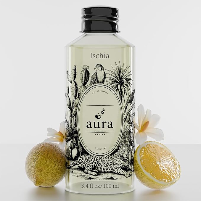 A U R A - Ischia Fragrance Oil for Waterless Scent Diffuser - Inspired by T. Ford Neroli Portofino | 3.4 fl oz / 100 ml Essential Oil Blend for Aromatherapy & Hotel Collection Diffuser