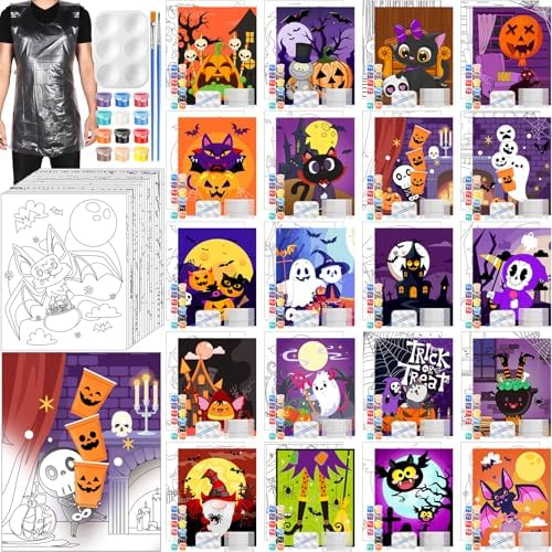 Dispowreath 20 Pack Pre Drawn Canvas for Painting, Halloween by Dispowreath