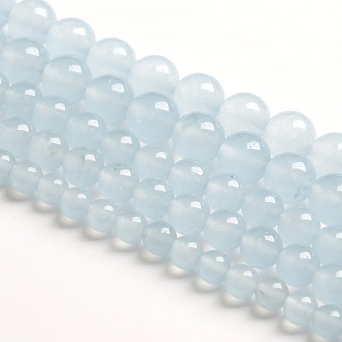 12MM 32PCS Natural Stone Light Blue Chalcedony Loose Beads for Jewelry Making DIY Bracelet Necklace