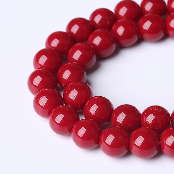 8mm 45pcs Pomegranate Red Glass Gemstone Beads Natural Round Loose Crystal Energy Stone Healing Power for Jewelry Making 1 Strand 15" (8mm, Pomegranate Red Glass)