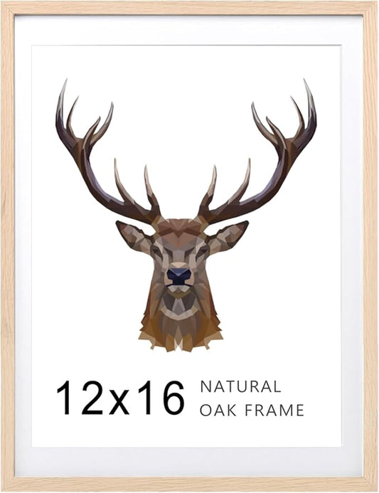 KINLINK 12x16 Frame Natural Oak Wood Frame with Acrylic Plexiglass, 1 Pack