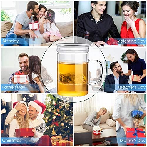 Glass Tea Infuser Cup with Filter and Handle for Blooming Loose Leaf, 14oz - Image 7