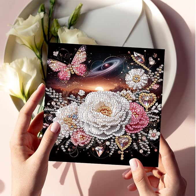Ceitura 6Pcs DIY Diamond Art Painting Crafts Rhinestone Painting Greeting Card Making Kit Postcard for Holiday Christmas New Year Party Favors (Mandala Flower)