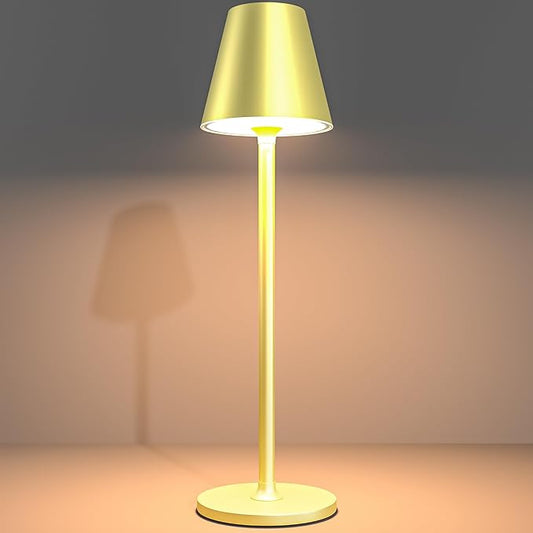 Modern LED CordlessTable Lamp,4000mAh Rechargeable Battery Desk lamp,3 Level Brightness Night Light, Minimalist Design, for Couple Dinner/Coffee Table/Restaurant/Bedroom(Champagne Gold)