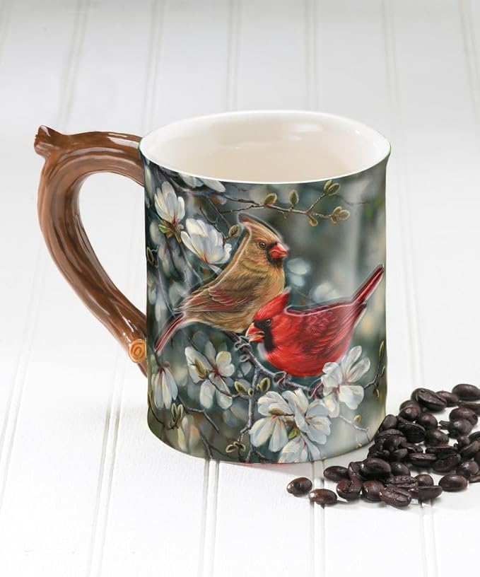 Wild Wings Sculpted Mug (Cardinals and Magnolias)