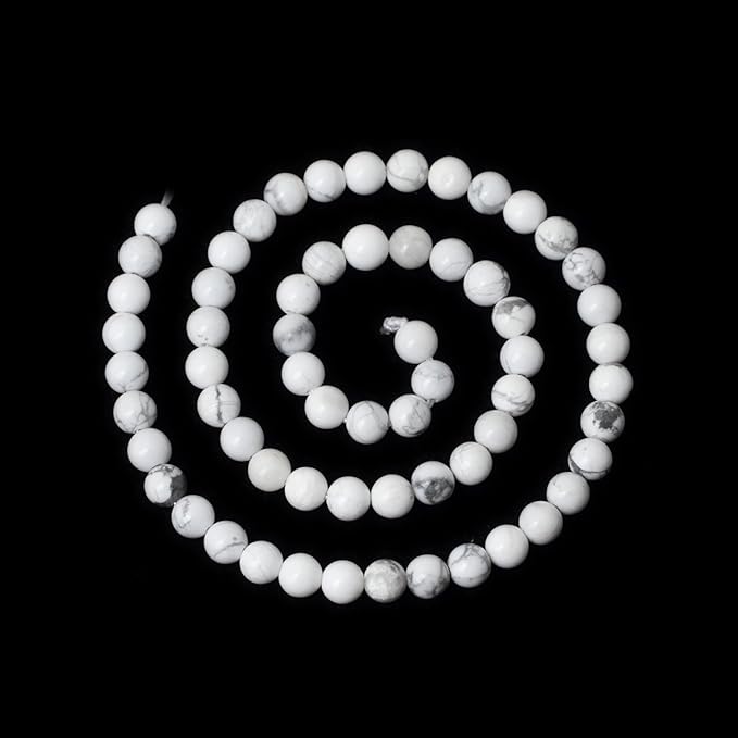 6mm 60PCS Natural White Howlite Gemstone Round Loose Stone Beads for Jewelry Making DIY Crafts Design 1 Strand 15"