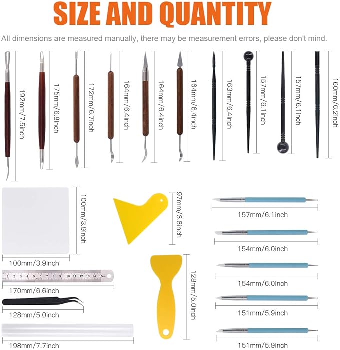 Rustark Ceramic Clay Tools, 21 pcs Pottery Sculpting Tools Set, Silicone Tip Stylus, Modeling Pottery Tools, Clay Carving Tools for Cake Decorating, Sculpture Pottery, Nail Art, Gum Paste
