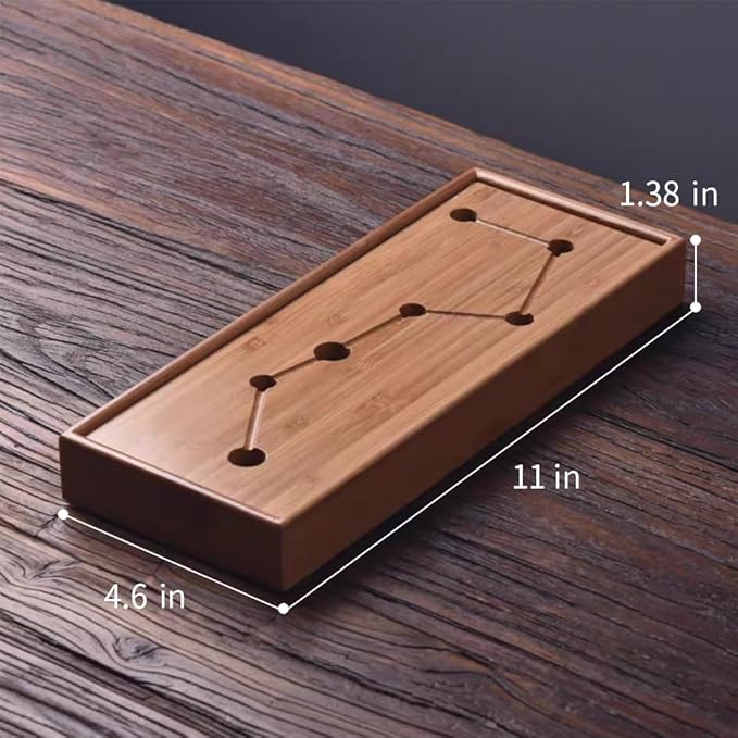 Bamboo Tea Tray Japanese Tea Set Chinese Kungfu Serving Vintage kuangfu Tray 11x4.6x1.38 inches Vintage Chinese Kungfu Tea Tray Gongfu Water Storage Table