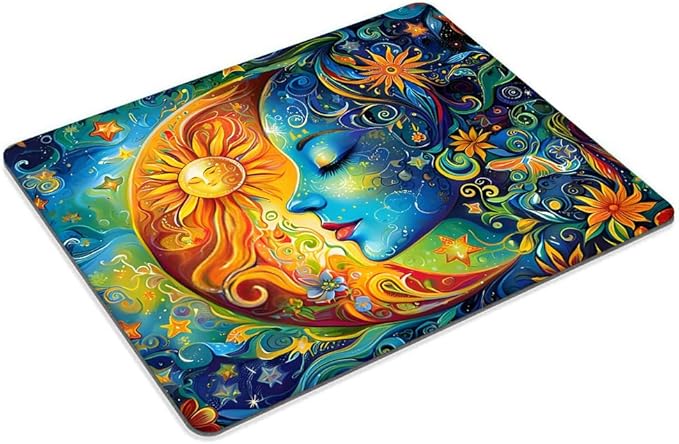 Square Mouse Pad Blue Girl and Flowers,Gaming Mouse Pads for Desk,Soft Computer Waterproof Non-Slip Mouse Mat
