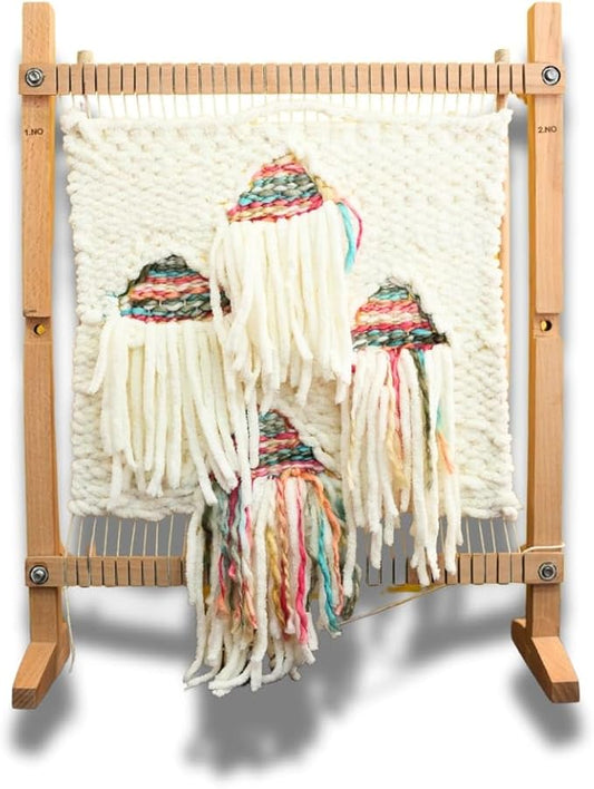 Large Wooden Weaving Loom Kit for Beginners | Adjustable Vertical Loom Frame with Tools | DIY Hand Weaving Craft Kit for Wall Art, Tapestry, and Yarn Projects