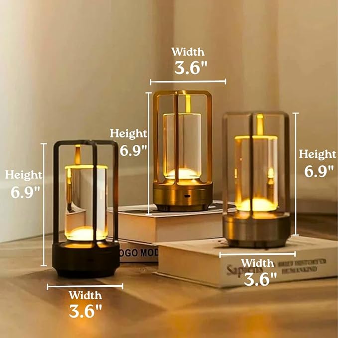 Klarako Crystal Lantern Lamp – Modern Cordless Rechargeable Bedside & Outdoor Light, Portable Wireless Lamp – Dimmable Touch Control – Luxury Living Room & Hotel-Style Lighting (Black, 20-Pack)
