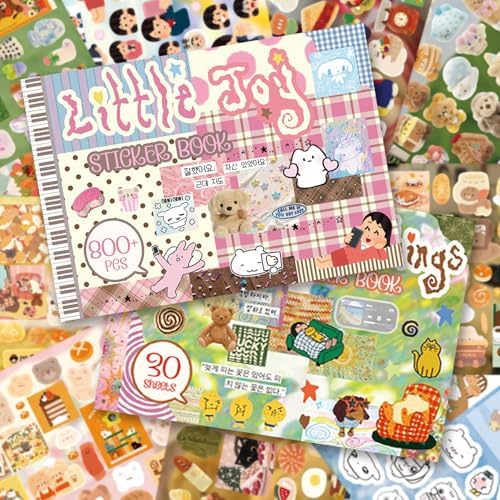 Japanese Kawaii Sticker Book, 30 Sheets, 800 Pieces, INS Style Cute Cartoon Animals, Waterproof for Journaling, Scrapbooking, Planners (2 in 1) by JUNKJWBZ%7CPeelStickInspir