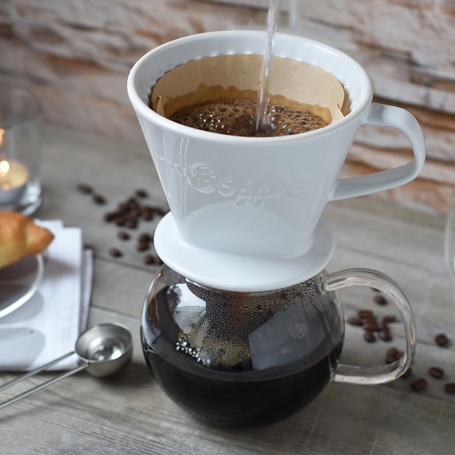 Creano XXL Porcelain Coffee Dripper White - Ceramic Cone Brewer - Pour Over Coffee Maker - Filter Size 4 - huge and heavy quality 800gr/28oz - 6 Colours availeble - Image 2