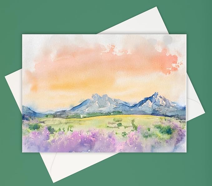 Nature Landscape Greeting Cards, 10 All Occasion Cards with Envelopes, 5x7 Inches, Watercolor Mountain and River Scenes, Blank Inside