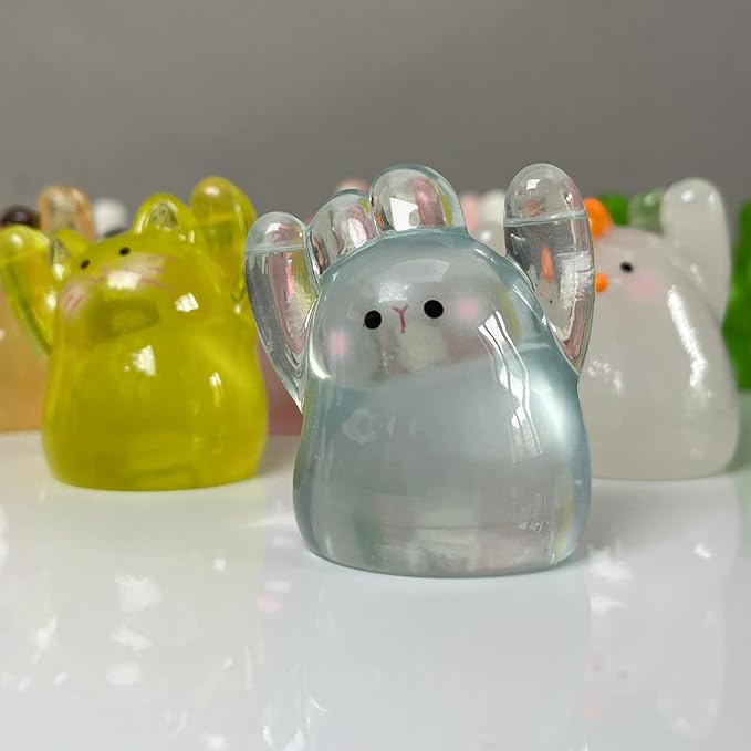 Geiomoo Mini Resin Gifts with Greeting Cards, Cute Embellishments Ornament Set for Craft Party Decor (24 Pack+30 Pcs Cards)