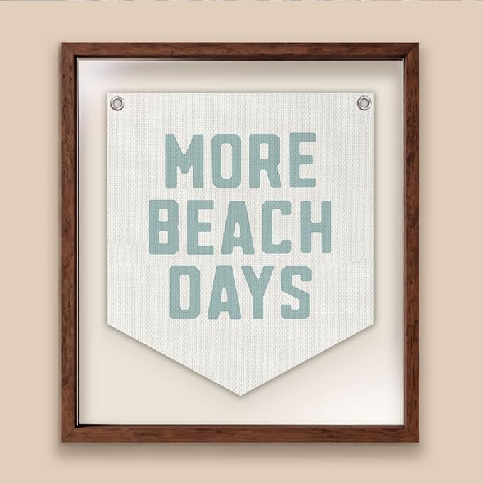 Lacama Beach Theme Wall Decor for Boys Room, Coastal Kids Playroom Nursery Hanging Sign, More Beach Days Linen Canvas Banner, Rustic Nautical Surf, 12.4x14 in