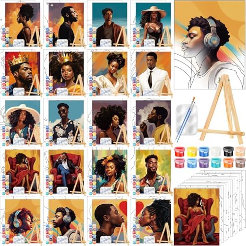 Zhanmai 20 Set Pre Drawn Canvas Painting Kit, Sweet Couples by Zhanmai