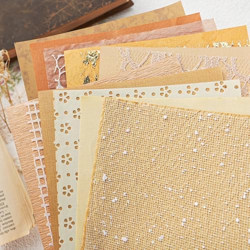 15-Piece Textured Scrapbook Paper & Mesh Fabric Set, Brown A5 Sheets by Unknown