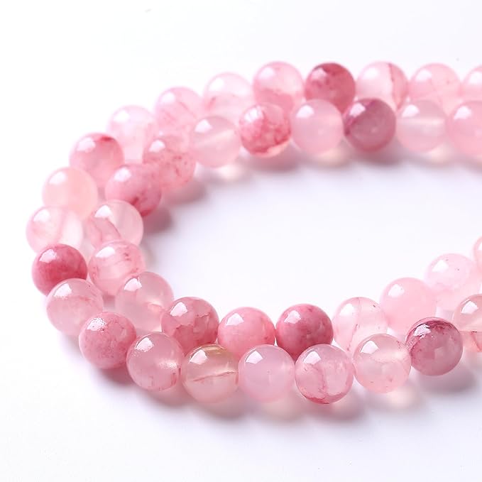 38pcs 10mm Natural Rose Pink Persian Jade Gemstone Round Loose Spacer Beads for Jewelry Making Healing Energy Stone Beads DIY Bracelets Necklaces 15"