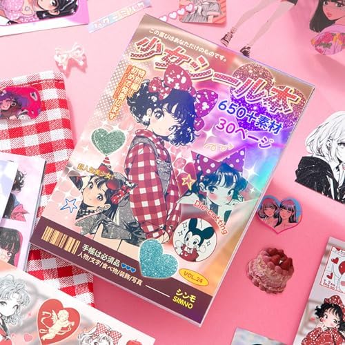 Japanese Sticker Book - 650+ Vintage Aesthetic Stickers for Journaling, Scrapbooking | Glossy, Matte, Frosted Textures | Adult Craft Gift-Prayer Board Supplies-Vision Board Supplies by JUNKJWBZ%7CPeelStickInspir