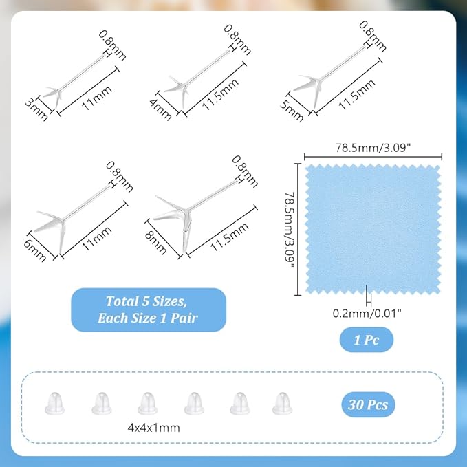 UNICRAFTALE 10Pcs 5 Sizes Platinum Prong Earring Setting 925 Sterling Silver Stud Earring Findings Metal Blanks Claw Earring Posts Beads Rhinestone Component for Jewelry Making Stud Earrings Crafts