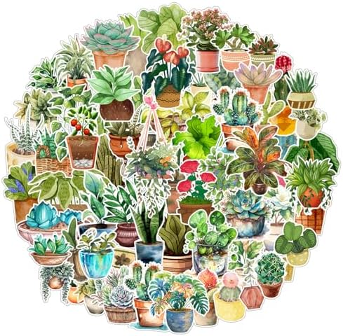 100+PCS Plant Stickers Journal Scrapbook Supplies Potted Plant Floral Decals DIY Decorative Green Plants Set Stickers for Laptop, Envelop, Scrapbook, Notebook, Luggage, Planner Diary by TSHIRTAMAZING