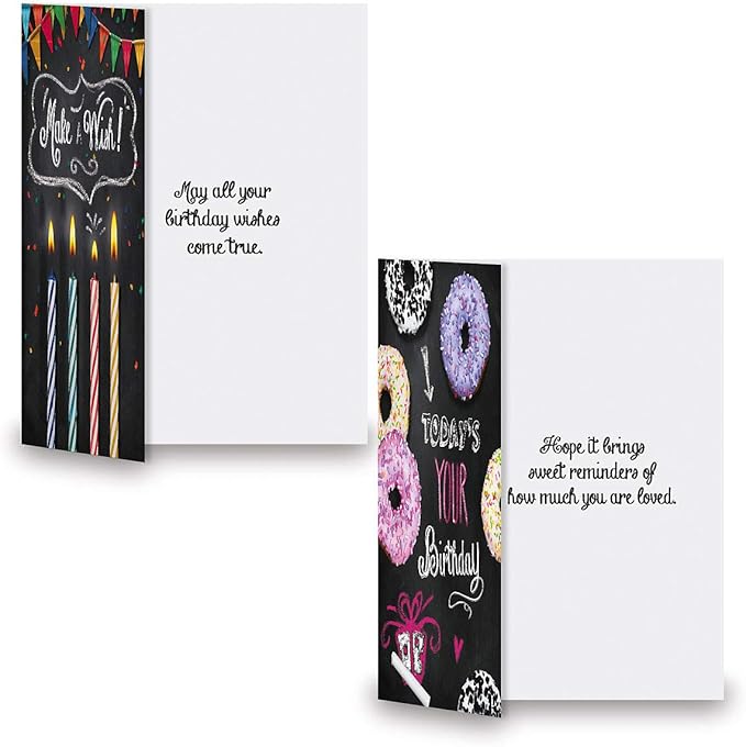 Current Bright Blackboard Birthday Greeting Card Value Pack – Set of 18 (9 Designs), Large 5 x 7 inches, Envelopes Included