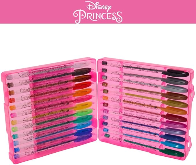 Disney Princess Gel Pens Set for Kids, 24 Pack with Glitter Gel Pens, Cute Pens for Girls – Cinderella, Rapunzel, Ariel, and Tiana