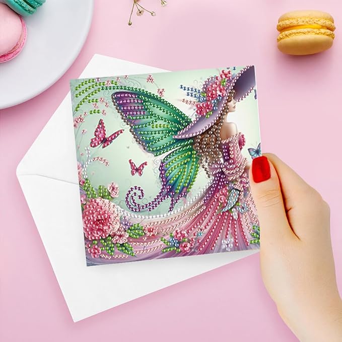 Ceitura 6Pcs DIY Diamond Art Painting Crafts Rhinestone Painting Greeting Card Making Kit Postcard for Holiday Christmas New Year Party Favors (Fairy Girl)