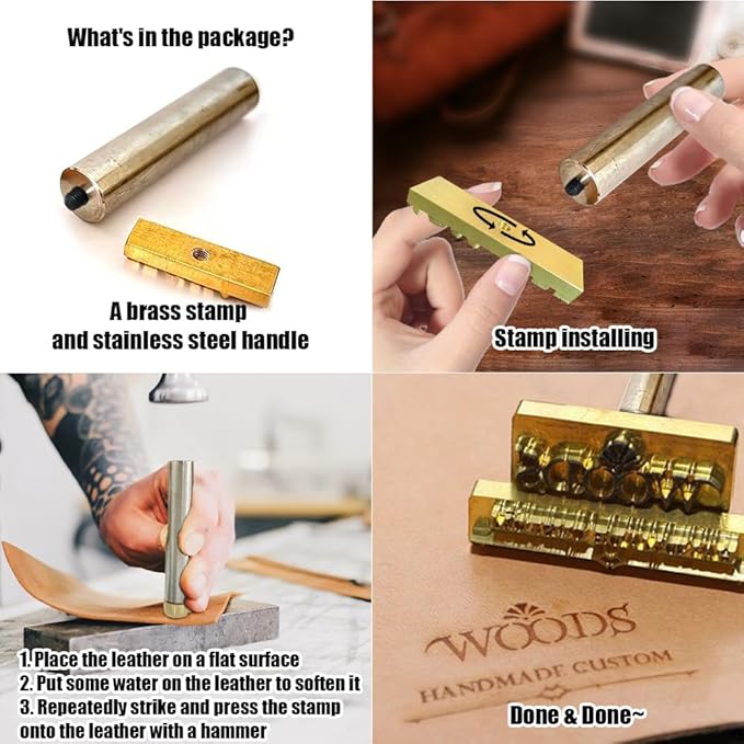 Custom Leather Stamp Personalized Embossing with Text Image Logo Crafting Tool Gift for Leather Craftsman