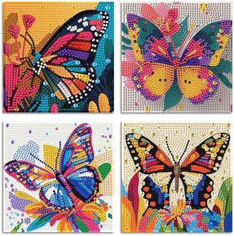 ICYANART 4 Pack Butterfly Diamond Art Painting Kits for Kids 6x6 Inch by Unknown