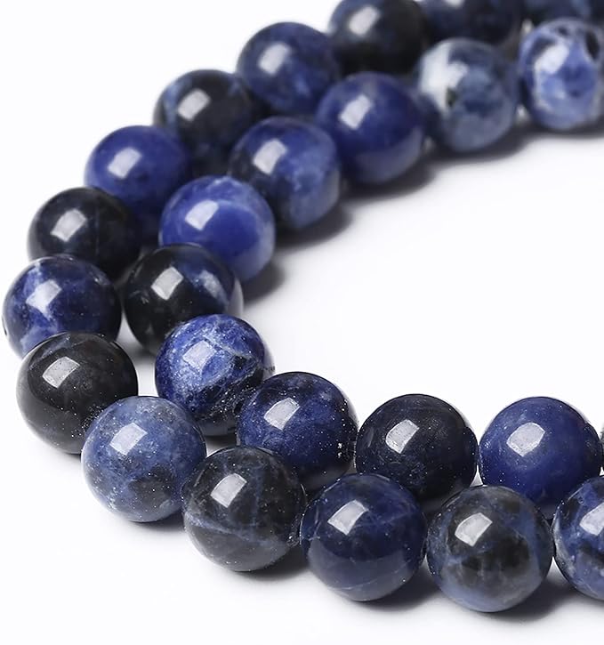 32Pcs 12mm Natural Dark Blue Sodalite Stone Beads Round Loose Spacer Beads for Jewelry Making DIY Bracelet Assortments 1 Strand (12mm, Natural Blue Sodalite)