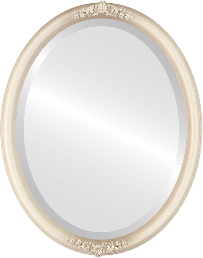 OVALCREST Oval Beveled Wall Mirror for Home Decor - Contessa Style - Taupe - 26" x 20"