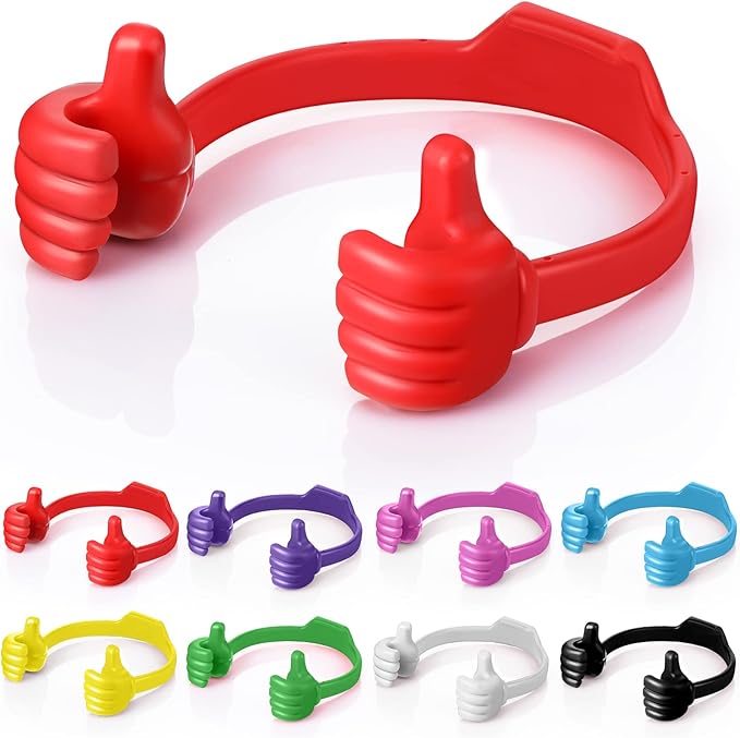 Yaomiao 8 Pcs Thumbs up Cell Phone Stands Universal Cell Phone Holder Flexible Mobile Phones Stand Adjustable Smartphone Stand Holder for Desk Offices Bedrooms Airplanes Travel(Multi Color)
