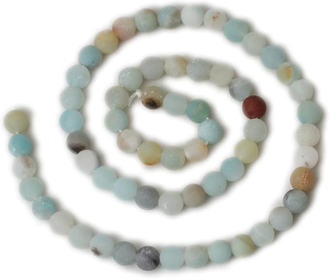 60PCS 6mm Natural Colorful Frosted Amazonite Gemstone Round Loose Beads Stone Beads for Jewelry Making DIY 1 Strand 15"
