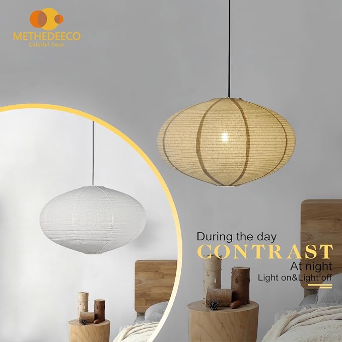 2Pack Oval Linen Pendant Lamp Shades 20inch hanging lampshade Handmade Fabric Light Covers for Garden Patio Boho Living Room Artistic Bedrooms Minimalist Decor for Creatives