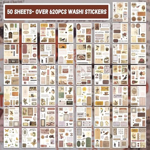 622PCS Vintage Washi Sticker Book Scrapbooking Stickers - Image 2