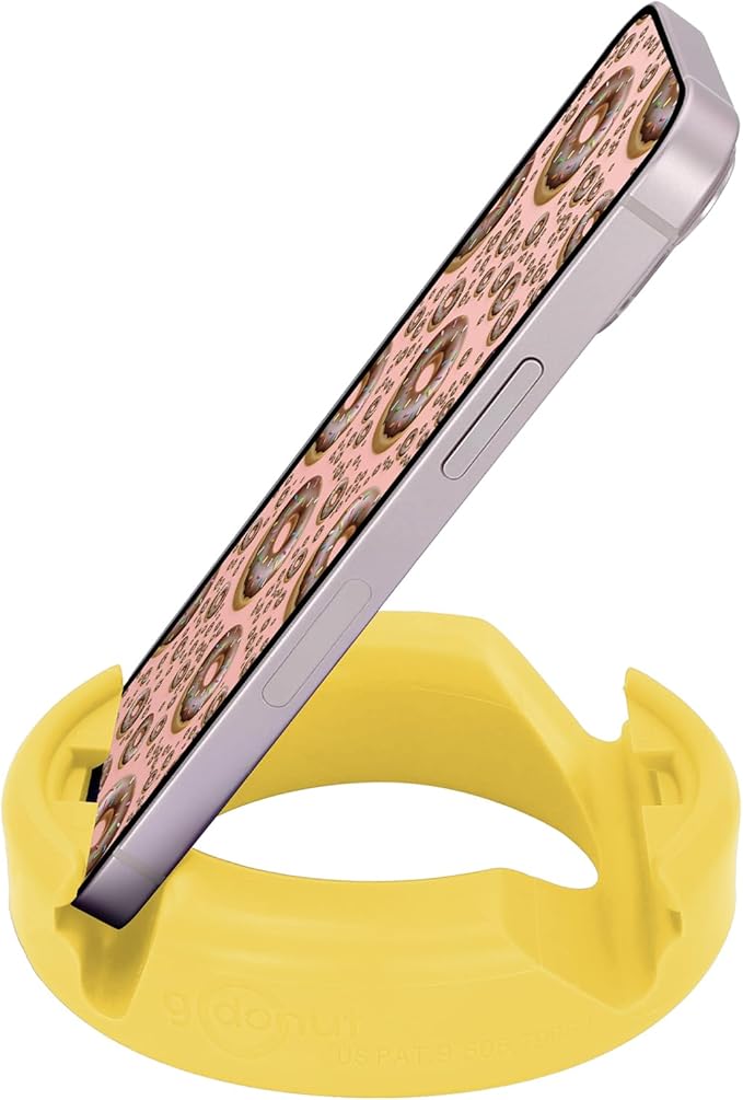GoDonut – Phone Stand Original – Cell Phone Holder + Tablet Stand Desk Organizer – Compatible with Tablet, iPhone 17 16 15 14 Pro Max, Android & Most Smartphones - Yellow