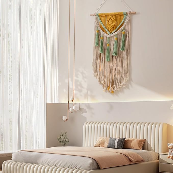 BMIDRUT Macrame Wall Hanging Boho Home Decor Handmade Macrame Tapestry Woven Decoration for Bedroom Living Room Apartment Dorm Gallery 18x28 Inch (B)