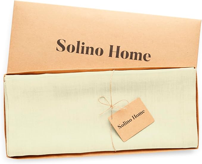 Solino Home Linen Table Runner 60 Inches - 100% Pure Linen Creamy Ivory Table Runner 14 x 60 Inch Ideal for Dresser and Coffee Tables, Spring, Easter - Diana Medium Weight