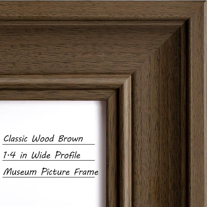Yaetm 4x6 Picture Frame Set of 4, 1.4” Wide Molding & Brown Wood Grain Photo Frames with HD Tempered Glass, for Table Top & Wall Mounting (4 pack, Brown Wood Grain)