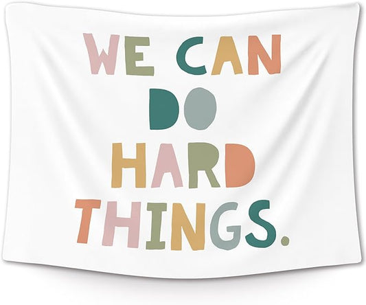 XLDLIOO Boho Classroom Wall Tapestry, Inspirational Kids Wall Tapestry Hanging for Classroom, We Can Do Hard Things Motivational Tapestries Decor Art for Kids Boys Girls Room Bedroom Playroom 40x30in
