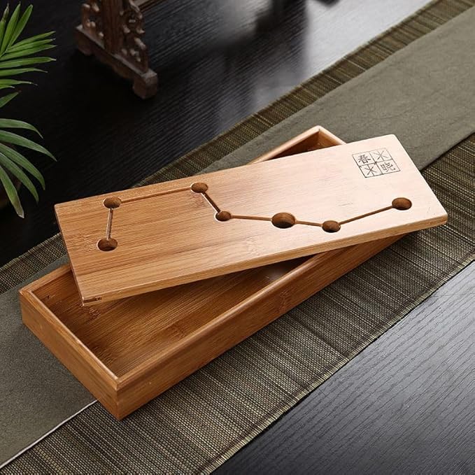 Bamboo Tea Tray Janpanese Table Box with Water Storage Drainage Chinese Gongfu Tea Table 11.9 * 4.9 * 1.4" Mini Kungfu Tea Serving Tray for House Home Office