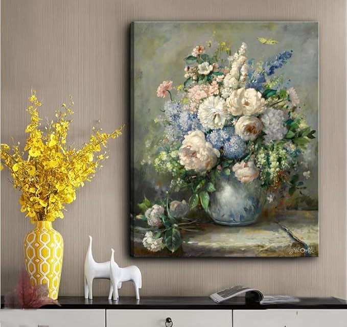 msspart Pierre Auguste Renoir Canvas Wall Art Print - Spring Bouquet Floral Oil Painting Reproduction Classic Flowers Artwork Poster for Office Bedroom Bathroom Home Decor- 24"x36"