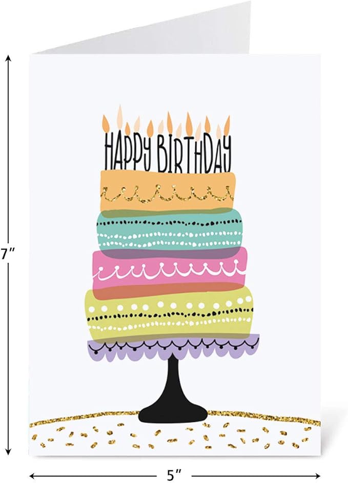Current Simple Wishes Happy Birthday Greeting Card Set - Value Pack of 20 Cards With White Envelopes, 10 Designs, Large 5" x 7" Assortment