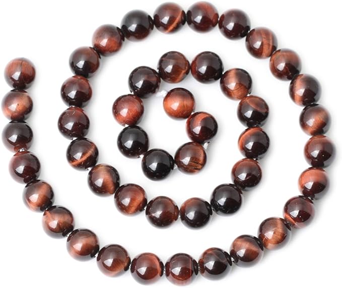 45PCS 8mm Natural Red Tiger Eye Gemstone Round Loose Beads for Jewelry Making DIY Findings 1 Strand 15"