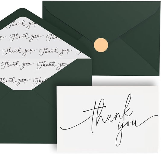 Goefun 144 Thank You Cards with Envelopes Bulk Pack 4×6 Green Blank Thank You Notes, Elegant Designs for Wedding, Baby Shower, Bridal Shower, Small Business, Graduation and Funeral