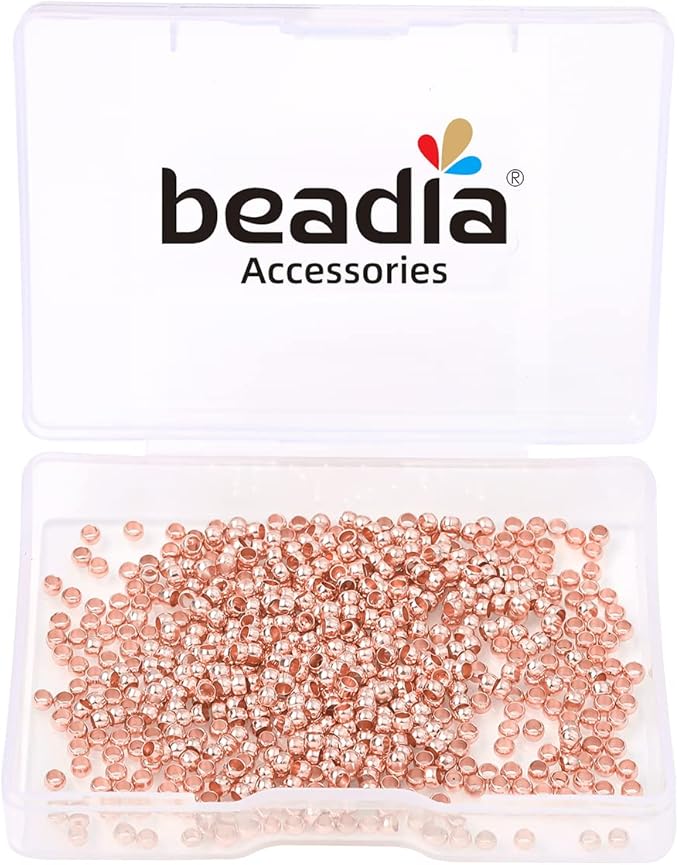 Rose Gold Plated Crimp Beads Non Tarnish 2.5mm 600pcs for Jewelry Making Findings