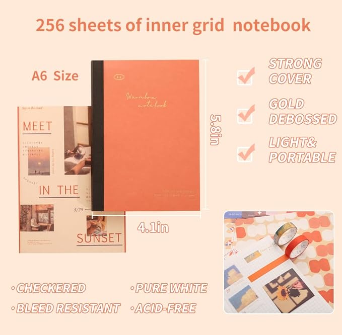 348 Pcs Scrapbooking Supplies Kit, Vintage Aesthetic Scrapbook Kit for Bullet Junk Journal, Stationery, A6 Grid Notebook, DIY Journaling Supplies, Birthday Craft Gift for Teen Girl Kid Women